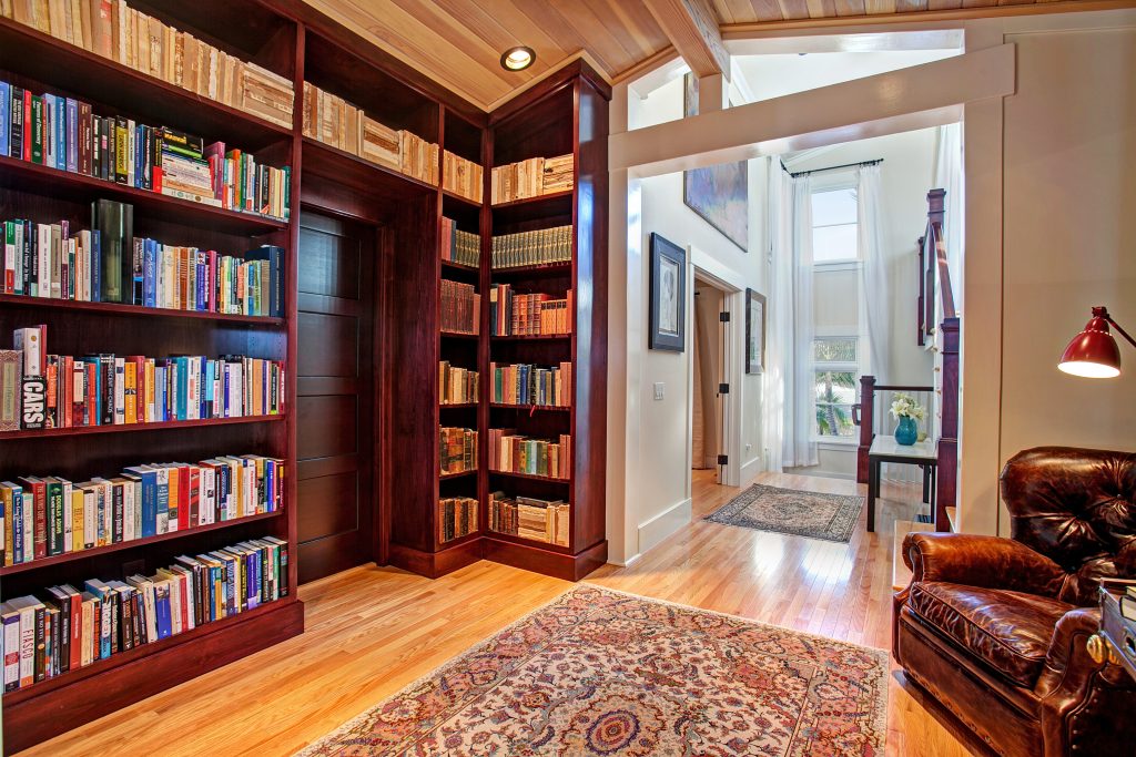 Library, with door to Powder Room