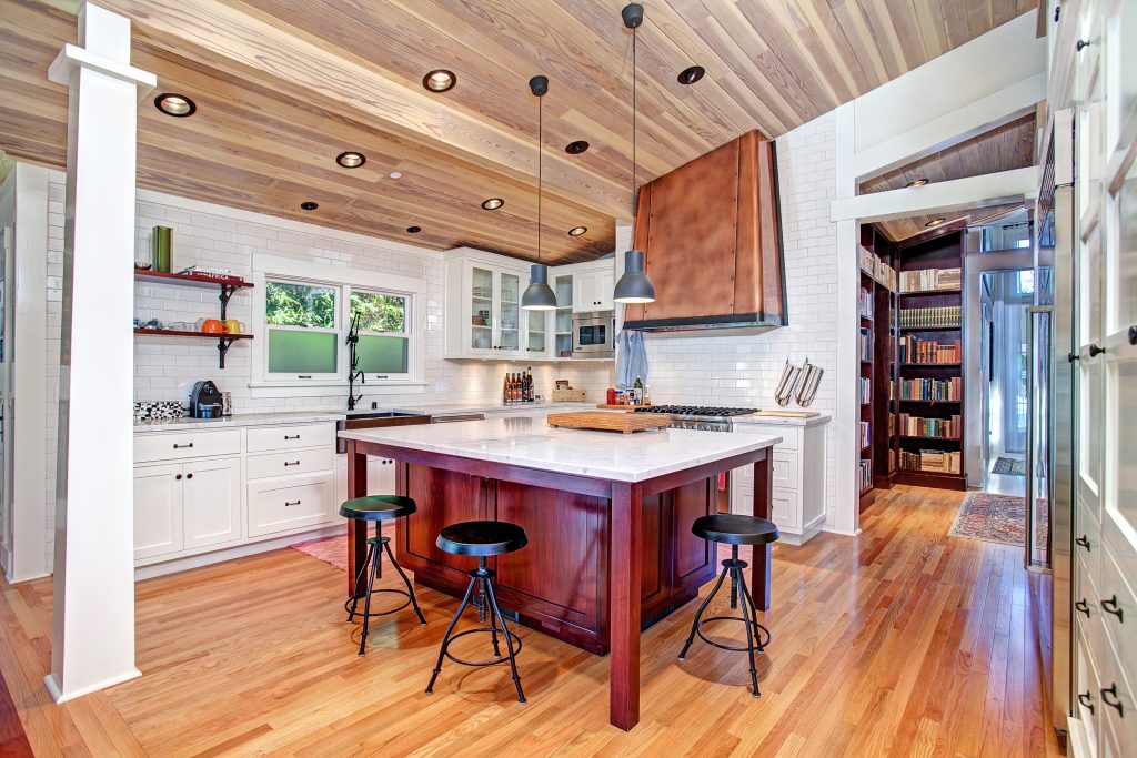 Custom Island with view toward Library