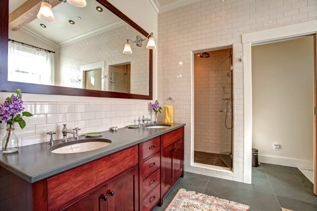 MasterBath with Walk-in Shower, tiled wall.  
